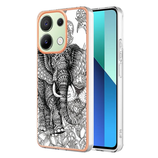 For Xiaomi Redmi Note 13 4G Global Electroplating Marble Dual-side IMD Phone Case(Totem Elephant) - Xiaomi Cases by buy2fix | Online Shopping UK | buy2fix
