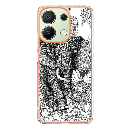 For Xiaomi Redmi Note 13 4G Global Electroplating Marble Dual-side IMD Phone Case(Totem Elephant) - Xiaomi Cases by buy2fix | Online Shopping UK | buy2fix