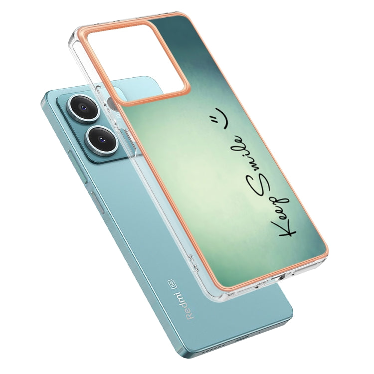 For Xiaomi Redmi Note 13 5G Electroplating Marble Dual-side IMD Phone Case(Smile) - Xiaomi Cases by buy2fix | Online Shopping UK | buy2fix