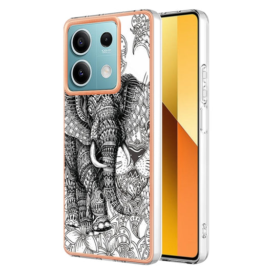 For Xiaomi Redmi Note 13 5G Electroplating Marble Dual-side IMD Phone Case(Totem Elephant) - Xiaomi Cases by buy2fix | Online Shopping UK | buy2fix