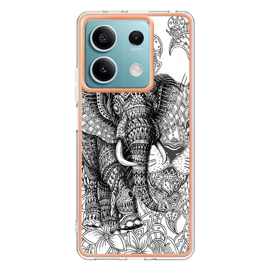 For Xiaomi Redmi Note 13 5G Electroplating Marble Dual-side IMD Phone Case(Totem Elephant) - Xiaomi Cases by buy2fix | Online Shopping UK | buy2fix
