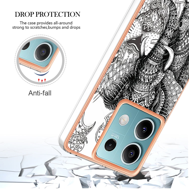 For Xiaomi Redmi Note 13 5G Electroplating Marble Dual-side IMD Phone Case(Totem Elephant) - Xiaomi Cases by buy2fix | Online Shopping UK | buy2fix