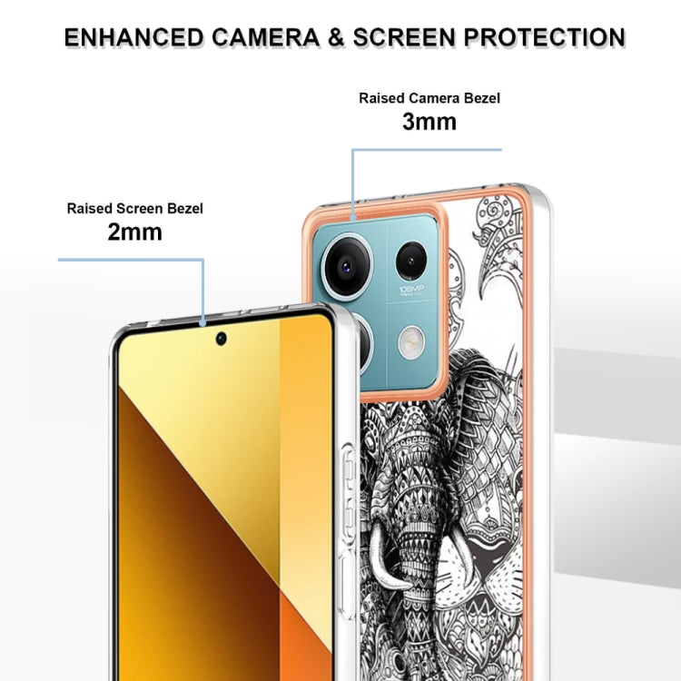 For Xiaomi Redmi Note 13 5G Electroplating Marble Dual-side IMD Phone Case(Totem Elephant) - Xiaomi Cases by buy2fix | Online Shopping UK | buy2fix