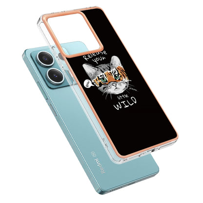 For Xiaomi Redmi Note 13 5G Electroplating Marble Dual-side IMD Phone Case(Natural Growth) - Xiaomi Cases by buy2fix | Online Shopping UK | buy2fix