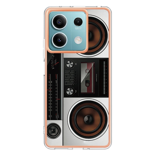 For Xiaomi Redmi Note 13 5G Electroplating Marble Dual-side IMD Phone Case(Retro Radio) - Xiaomi Cases by buy2fix | Online Shopping UK | buy2fix