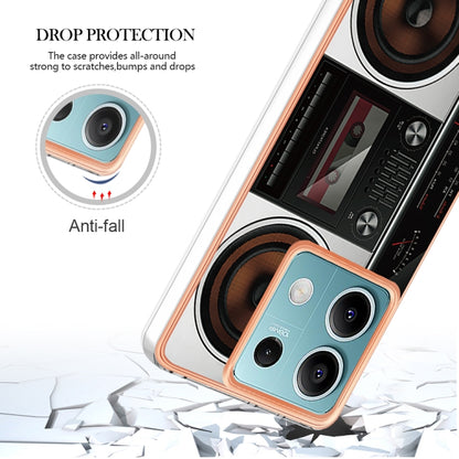 For Xiaomi Redmi Note 13 5G Electroplating Marble Dual-side IMD Phone Case(Retro Radio) - Xiaomi Cases by buy2fix | Online Shopping UK | buy2fix