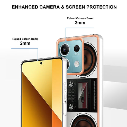 For Xiaomi Redmi Note 13 5G Electroplating Marble Dual-side IMD Phone Case(Retro Radio) - Xiaomi Cases by buy2fix | Online Shopping UK | buy2fix