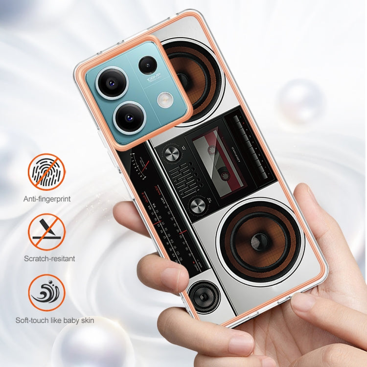 For Xiaomi Redmi Note 13 5G Electroplating Marble Dual-side IMD Phone Case(Retro Radio) - Xiaomi Cases by buy2fix | Online Shopping UK | buy2fix
