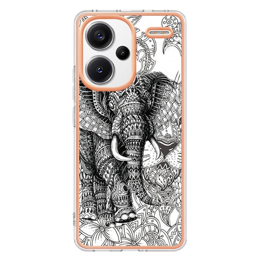 For Xiaomi Redmi Note 13 Pro+ 5G Electroplating Marble Dual-side IMD Phone Case(Totem Elephant) - Xiaomi Cases by buy2fix | Online Shopping UK | buy2fix