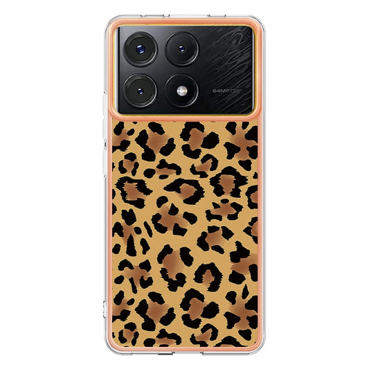 For Xiaomi Poco X6 Pro / Redmi K70E Electroplating Marble Dual-side IMD Phone Case(Leopard Print) - Xiaomi Cases by buy2fix | Online Shopping UK | buy2fix