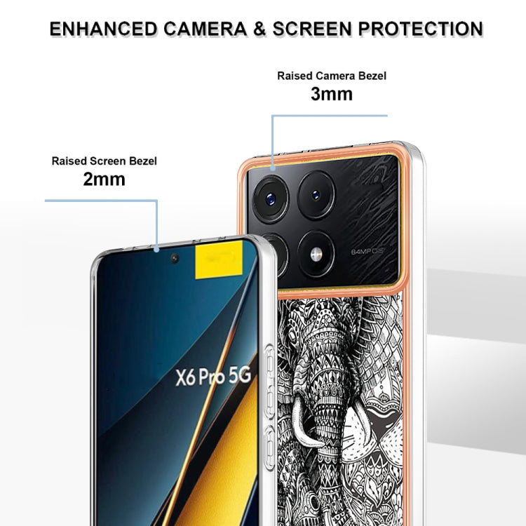 For Xiaomi Poco X6 Pro / Redmi K70E Electroplating Marble Dual-side IMD Phone Case(Totem Elephant) - Xiaomi Cases by buy2fix | Online Shopping UK | buy2fix