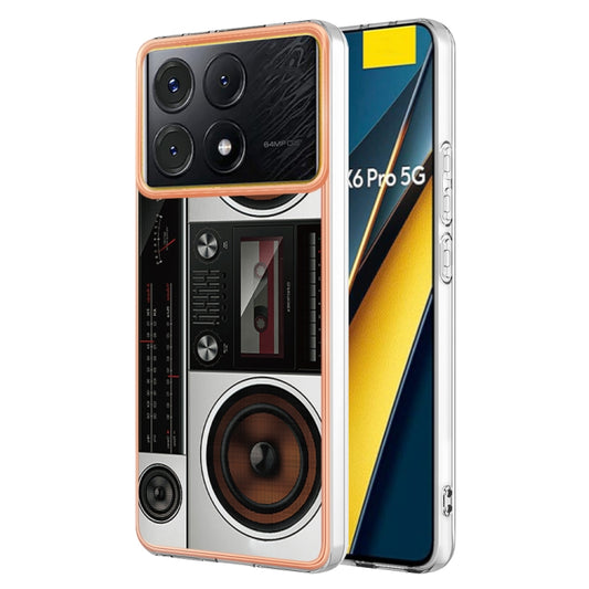 For Xiaomi Poco X6 Pro / Redmi K70E Electroplating Marble Dual-side IMD Phone Case(Retro Radio) - Xiaomi Cases by buy2fix | Online Shopping UK | buy2fix