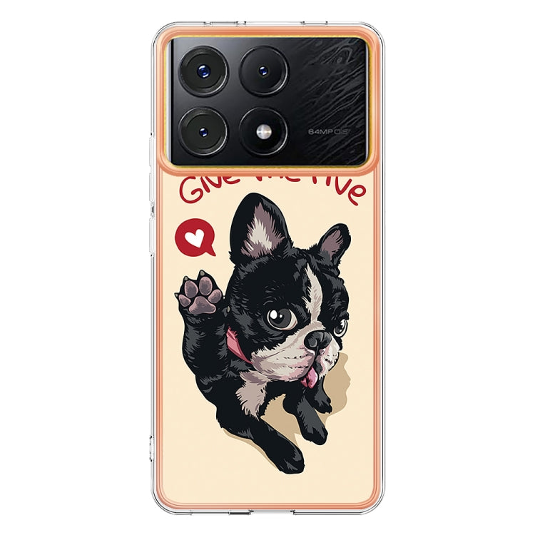 For Xiaomi Poco X6 Pro / Redmi K70E Electroplating Marble Dual-side IMD Phone Case(Lucky Dog) - Xiaomi Cases by buy2fix | Online Shopping UK | buy2fix