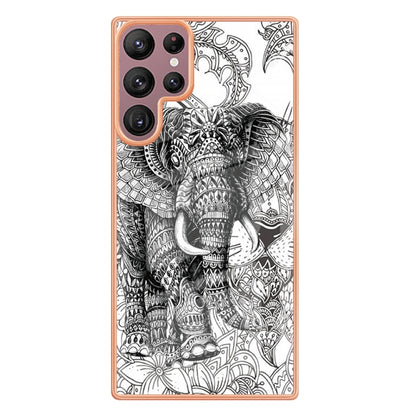 For Samsung Galaxy S22 Ultra 5G Electroplating Marble Dual-side IMD Phone Case(Totem Elephant) by buy2fix