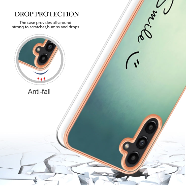 For Samsung Galaxy A55 5G Electroplating Marble Dual-side IMD Phone Case(Smile) by buy2fix