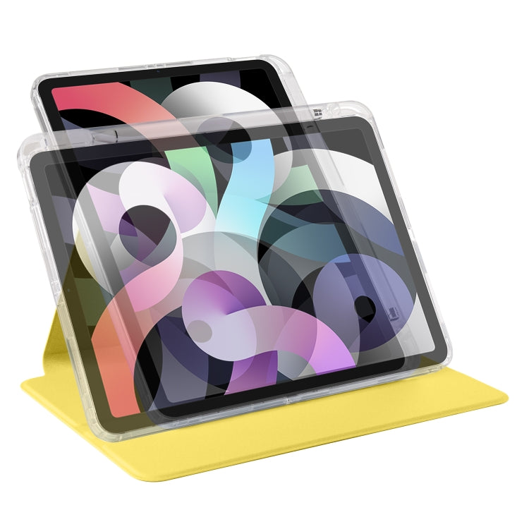 For iPad Pro 11 2022 / Air 10.9 2022 Clear Acrylic 360 Rotation Detachable Leather Tablet Case(Yellow) - iPad Pro 11 (2022/2021) Cases by buy2fix | Online Shopping UK | buy2fix