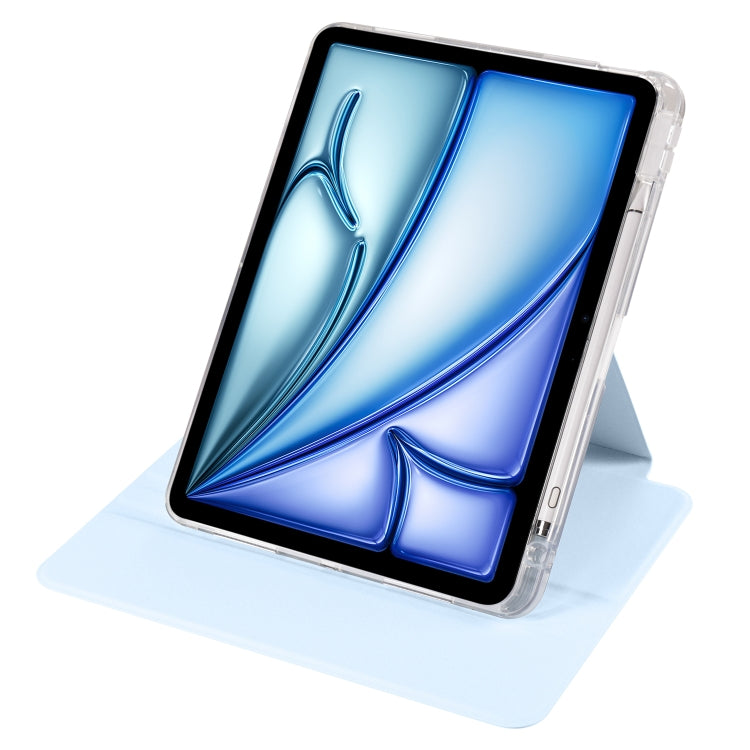 For iPad Air 11 2025 / 2024 Clear Acrylic 360 Rotation Detachable Leather Tablet Case(Ice Blue) - iPad Air 11 2025 / 2024 Cases by buy2fix | Online Shopping UK | buy2fix