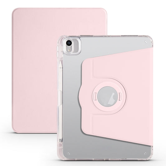 For iPad Air 11 2025 / 2024 Clear Acrylic 360 Rotation Detachable Leather Tablet Case(Pink) - iPad Air 11 2025 / 2024 Cases by buy2fix | Online Shopping UK | buy2fix