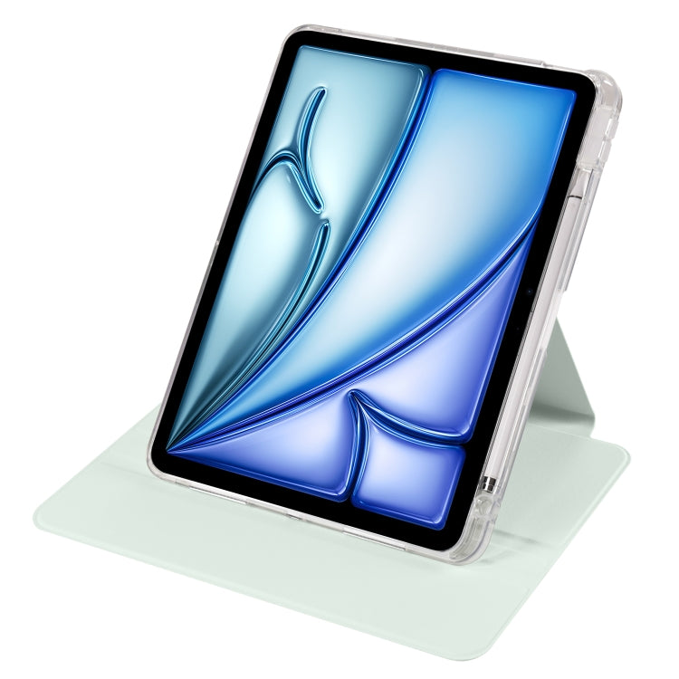 For iPad Air 11 2025 / 2024 Clear Acrylic 360 Rotation Detachable Leather Tablet Case(Light Green) - iPad Air 11 2025 / 2024 Cases by buy2fix | Online Shopping UK | buy2fix