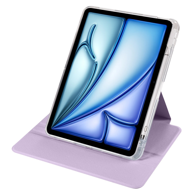 For iPad Air 11 2025 / 2024 Clear Acrylic 360 Rotation Detachable Leather Tablet Case(Light Purple) - iPad Air 11 2025 / 2024 Cases by buy2fix | Online Shopping UK | buy2fix