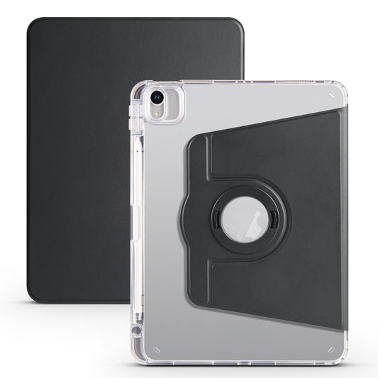 For iPad Air 13 2025 / 2024 Clear Acrylic 360 Rotation Detachable Leather Tablet Case(Black) - iPad Air 13 2025 / 2024 Cases by buy2fix | Online Shopping UK | buy2fix
