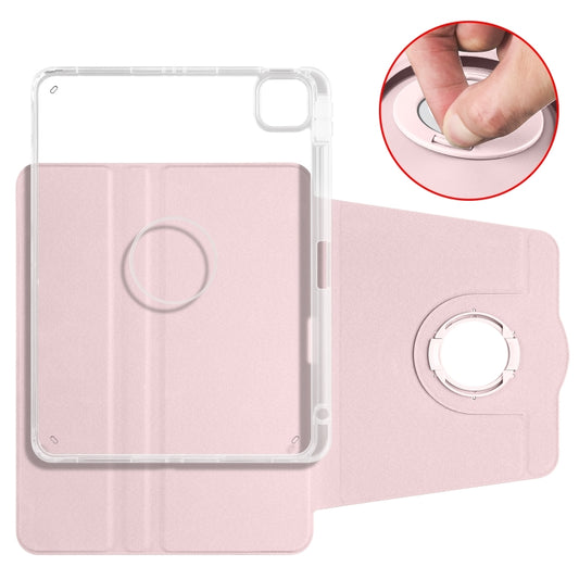 For iPad Air 13 2025 / 2024 Clear Acrylic 360 Rotation Detachable Leather Tablet Case(Pink) - iPad Air 13 2025 / 2024 Cases by buy2fix | Online Shopping UK | buy2fix