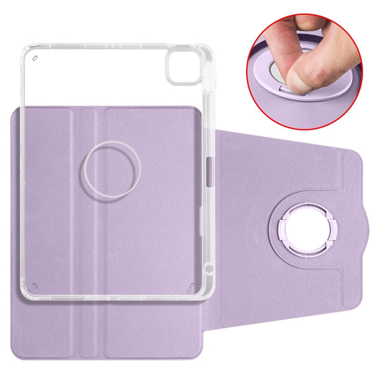 For iPad Air 13 2025 / 2024 Clear Acrylic 360 Rotation Detachable Leather Tablet Case(Light Purple) - iPad Air 13 2025 / 2024 Cases by buy2fix | Online Shopping UK | buy2fix