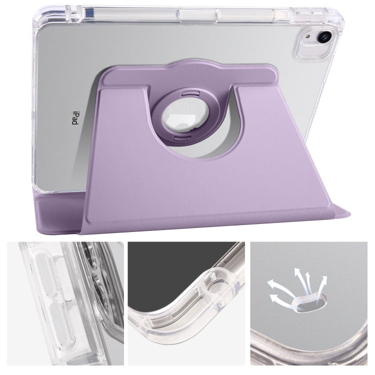 For iPad Air 13 2025 / 2024 Clear Acrylic 360 Rotation Detachable Leather Tablet Case(Light Purple) - iPad Air 13 2025 / 2024 Cases by buy2fix | Online Shopping UK | buy2fix