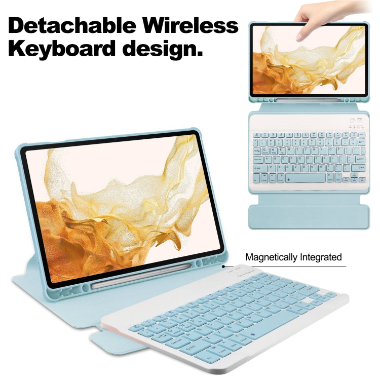 For Samsung Galaxy Tab S9+ 360 Rotation Transparent Smart Leather Case with Keyboard(Sky Blue) - Galaxy Tab S9+ Cases by buy2fix | Online Shopping UK | buy2fix