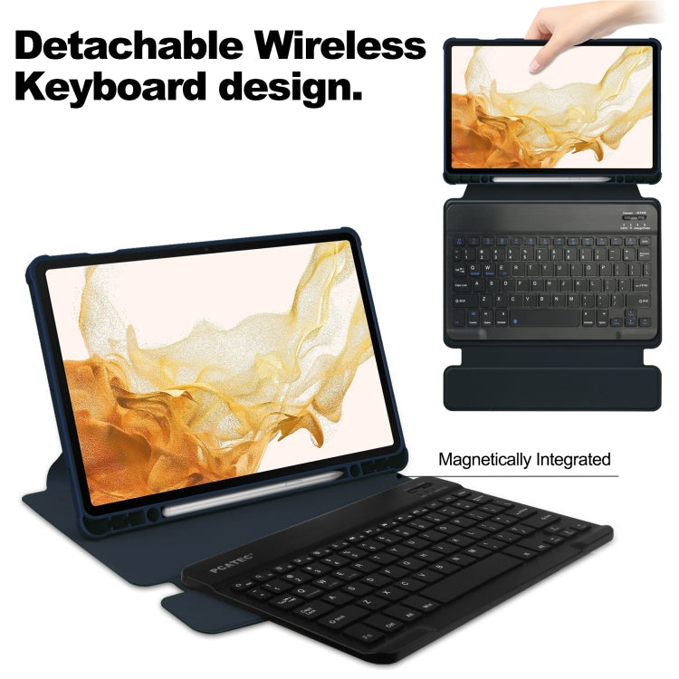 For Samsung Galaxy Tab S9+ 360 Rotation Transparent Smart Leather Case with Keyboard(Dark Blue) - Galaxy Tab S9+ Cases by buy2fix | Online Shopping UK | buy2fix