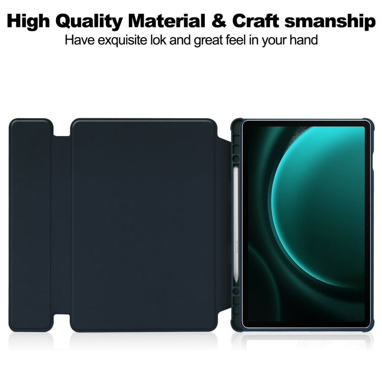 For Samsung Galaxy Tab S9 FE+ / S10+ 360 Rotation Transparent Smart Leather Case with Keyboard(Dark Blue) - Galaxy Tab S9 FE+ by buy2fix | Online Shopping UK | buy2fix