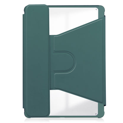 For Samsung Galaxy Tab S9 FE / S10 FE 360 Rotation Transparent Smart Leather Case with Keyboard(Dark Green) - Galaxy Tab S9 FE by buy2fix | Online Shopping UK | buy2fix
