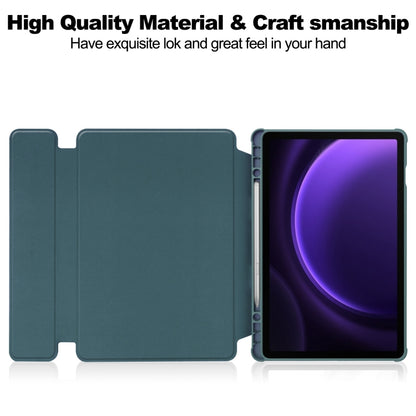 For Samsung Galaxy Tab S9 FE / S10 FE 360 Rotation Transparent Smart Leather Case with Keyboard(Dark Green) - Galaxy Tab S9 FE by buy2fix | Online Shopping UK | buy2fix