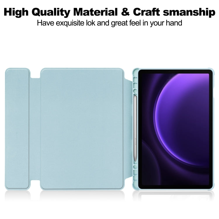 For Samsung Galaxy Tab S9 FE / S10 FE 360 Rotation Transparent Smart Leather Case with Keyboard(Sky Blue) - Galaxy Tab S9 FE by buy2fix | Online Shopping UK | buy2fix