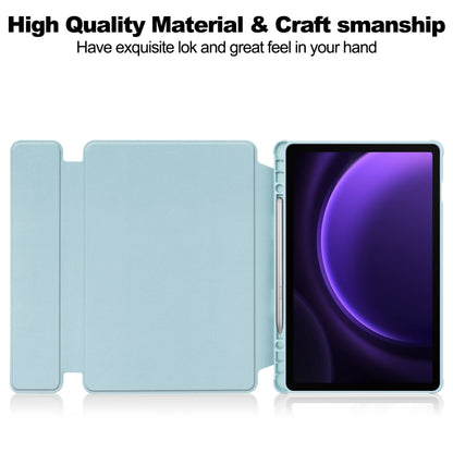 For Samsung Galaxy Tab S9 FE / S10 FE 360 Rotation Transparent Smart Leather Case with Keyboard(Sky Blue) - Galaxy Tab S9 FE by buy2fix | Online Shopping UK | buy2fix