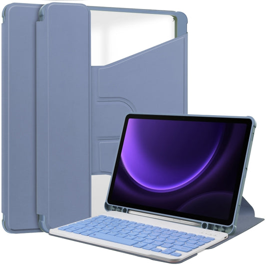 For Samsung Galaxy Tab S9 FE / S10 FE 360 Rotation Transparent Smart Leather Case with Keyboard(Lavender) - Galaxy Tab S9 FE by buy2fix | Online Shopping UK | buy2fix