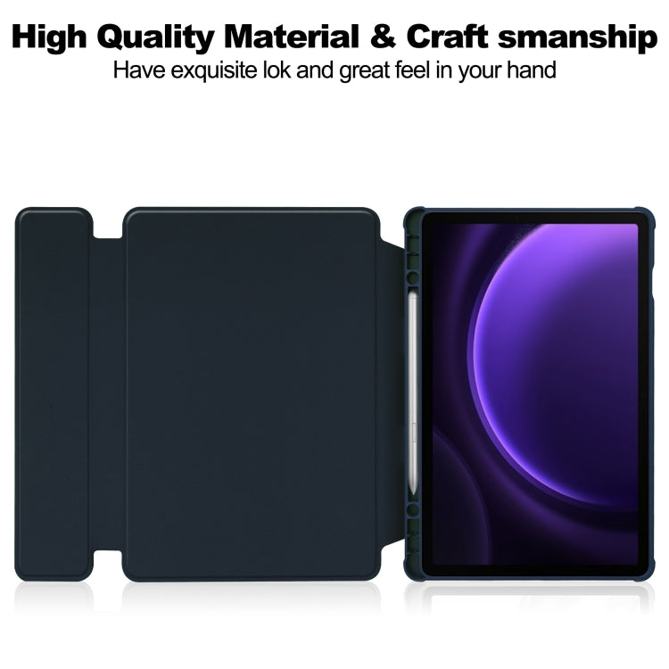 For Samsung Galaxy Tab S9 FE / S10 FE 360 Rotation Transparent Smart Leather Case with Keyboard(Dark Blue) - Galaxy Tab S9 FE by buy2fix | Online Shopping UK | buy2fix