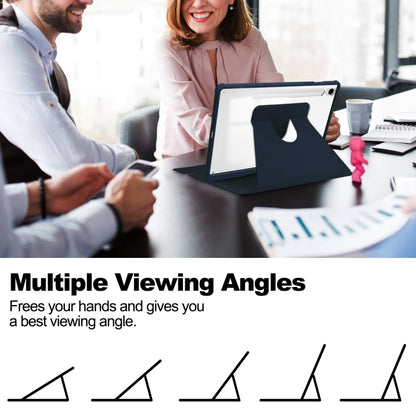 For Samsung Galaxy Tab A9+ 360 Rotation Transparent Smart Leather Case with Keyboard(Dark Blue) by buy2fix