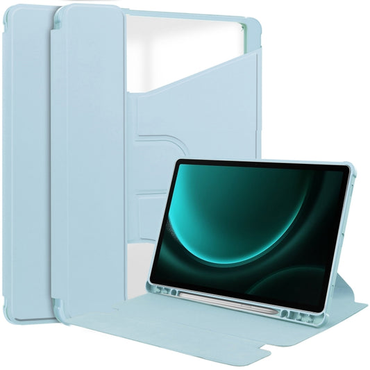 For Samsung Galaxy Tab S9 FE+ / S10+ 360 Rotation Transparent Smart Leather Case(Sky Blue) - Galaxy Tab S9 FE+ by buy2fix | Online Shopping UK | buy2fix