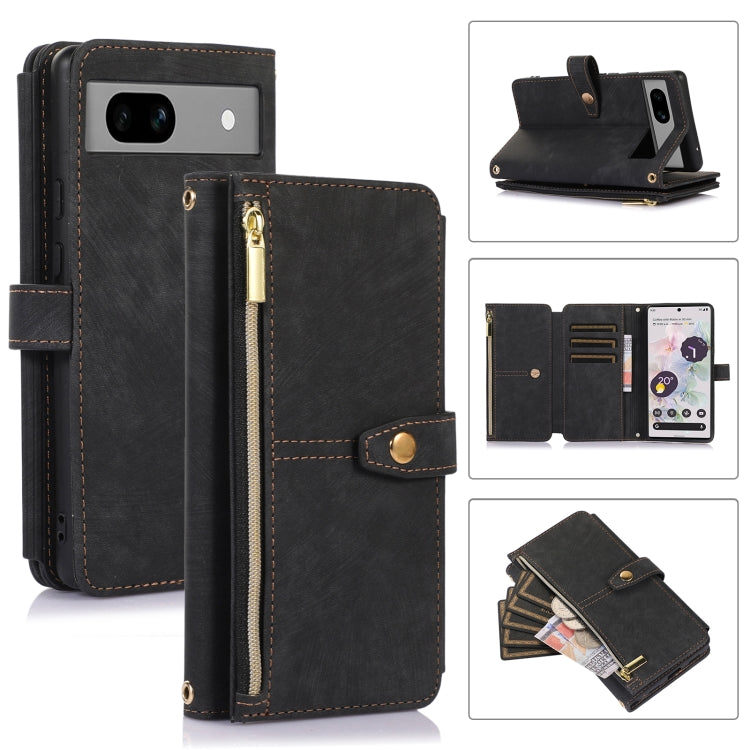 For Google Pixel 7a Dream 9-Card Wallet Zipper Bag Leather Phone Case(Black) by buy2fix