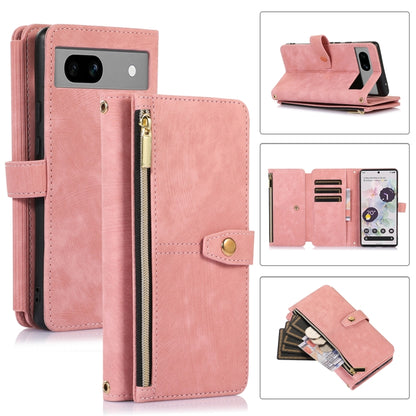 For Google Pixel 7a Dream 9-Card Wallet Zipper Bag Leather Phone Case(Pink) by buy2fix