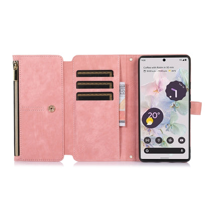 For Google Pixel 7a Dream 9-Card Wallet Zipper Bag Leather Phone Case(Pink) by buy2fix