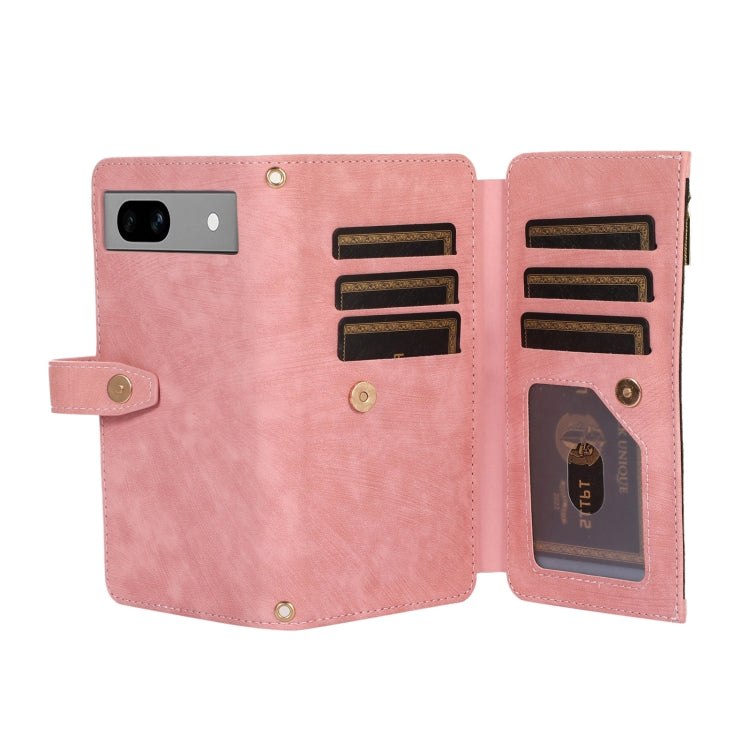 For Google Pixel 7a Dream 9-Card Wallet Zipper Bag Leather Phone Case(Pink) by buy2fix