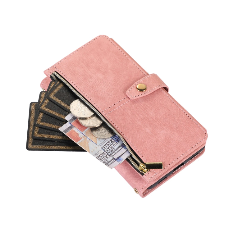 For Google Pixel 7a Dream 9-Card Wallet Zipper Bag Leather Phone Case(Pink) by buy2fix