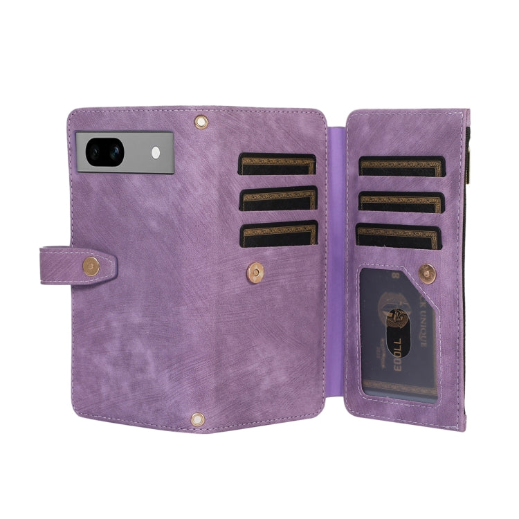 For Google Pixel 7a Dream 9-Card Wallet Zipper Bag Leather Phone Case(Purple) by buy2fix