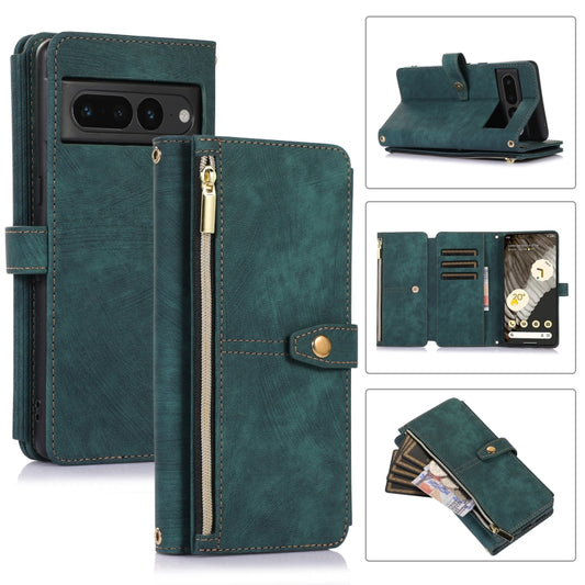 For Google Pixel 7 Pro Dream 9-Card Wallet Zipper Bag Leather Phone Case(Green) by buy2fix