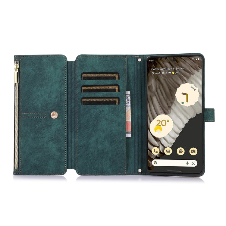 For Google Pixel 7 Pro Dream 9-Card Wallet Zipper Bag Leather Phone Case(Green) by buy2fix
