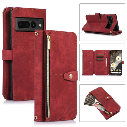 For Google Pixel 7 Pro Dream 9-Card Wallet Zipper Bag Leather Phone Case(Red) by buy2fix