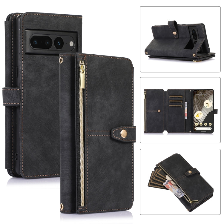 For Google Pixel 7 Pro Dream 9-Card Wallet Zipper Bag Leather Phone Case(Black) by buy2fix