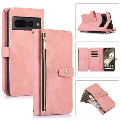 For Google Pixel 7 Pro Dream 9-Card Wallet Zipper Bag Leather Phone Case(Pink) by buy2fix